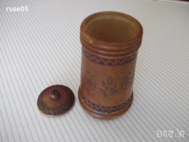 Кутия дървена пирографирана цилиндрична с капак от соца, снимка 6 - Колекции - 51358804