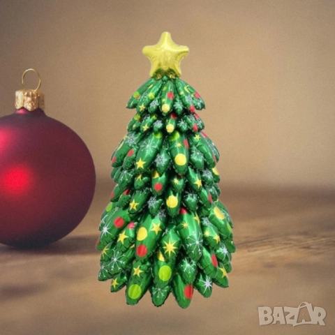 Коледни балони 9 части - 3D Коледна елха с цветни ярки акценти