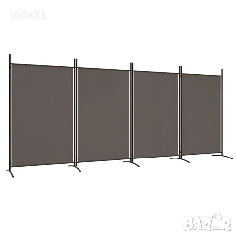 vidaXL Параван за стая, 4 панела, антрацит, 346x180 cм, текстил