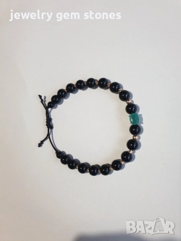 Гривна с злато и естествен Изумруд  унисекс, снимка 3 - Гривни - 52581573