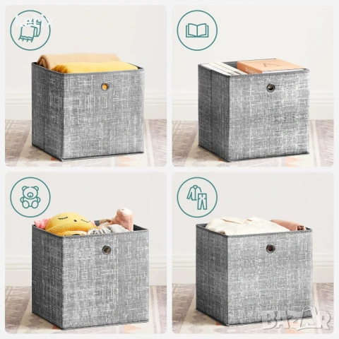Сгъваема кутия за съхранение 30x30x30 см,сиво, снимка 3 - Други стоки за дома - 53733019