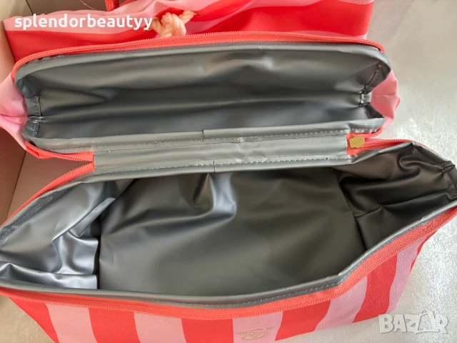 Victoria's Secret Раница и Хладилна Чанта 2 в 1, Розово-Коралово Райе, снимка 8 - Раници - 51241283