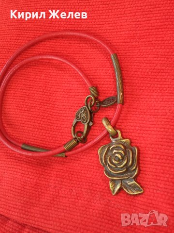 БРОНЗОВА РОЗА - BULGARIA МНОГО КРАСИВО МАРКОВО ФЛОРАЛНО АРТ КОЛИЕ МЕДАЛЬОН 34767