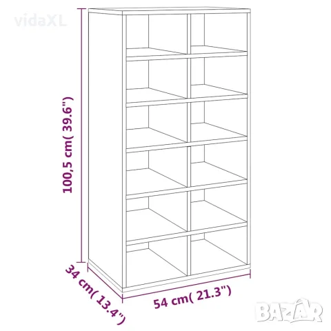 vidaXL Етажерка за обувки, опушен дъб, 54x34x100,5 см, инженерно дърво, снимка 6 - Етажерки - 56147922