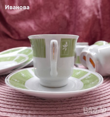 4 сетчета за късо кафе в бяло и зелено с ПоДаРъК пето сетче и лъжички, снимка 4 - Сервизи - 41543577