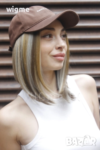 Късо каре с тъмни корени на руси кичури Рут, снимка 4 - Аксесоари за коса - 52570768