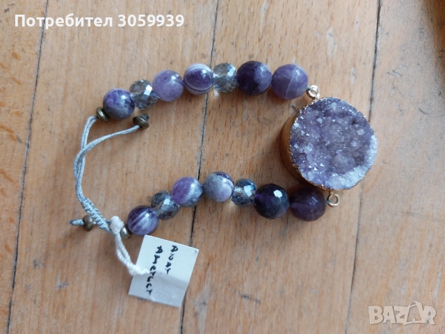 Гривна аметист с ахат, снимка 3 - Гривни - 52342366