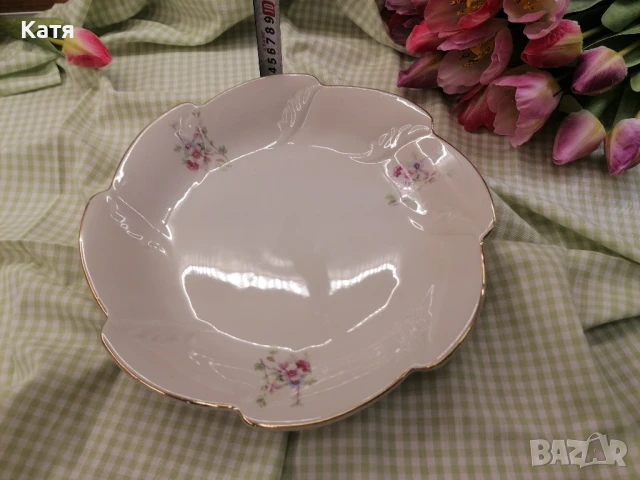 Стар български порцелан Китка Нови пазар, снимка 5 - Чинии - 50567657