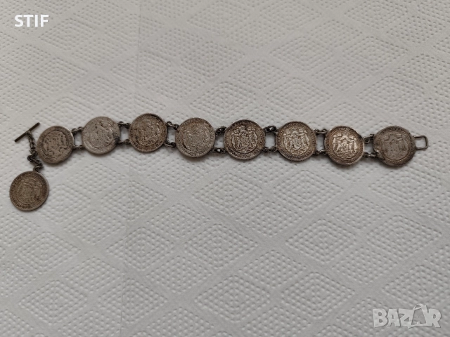 Стара сребърна гривна от монети, снимка 8 - Антикварни и старинни предмети - 52467394
