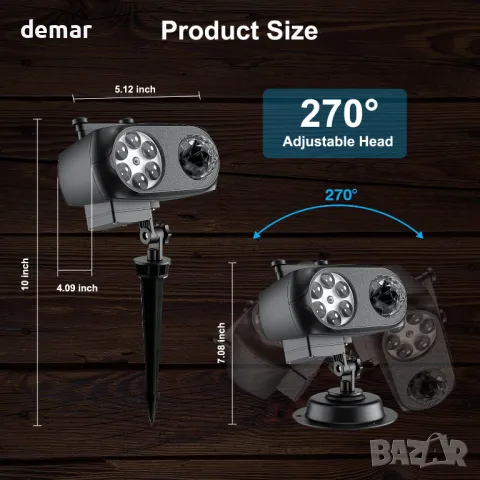 Trrisaun 2 в 1 Проектор с движеща се шарка, декор за Коледа и Хелоуин, таймер, дистанционно , снимка 6 - Други - 47400492