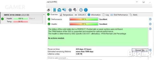 SSD SATA диск, 240GB,  100% здраве и производителност, снимка 4 - Твърди дискове - 53098372