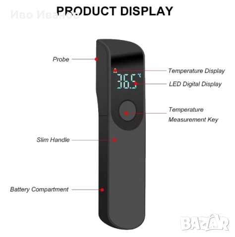  Безконтактен термометър модел IR-FM01. , снимка 2 - Медицинска апаратура - 52644710