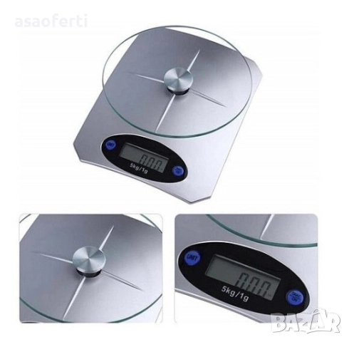 ⚖️ Електронна Кухненска Везна – 1 гр до 5 кг, Стъклен Плот и Функция ТАРА (TARE), снимка 4 - Електронни везни - 52646290