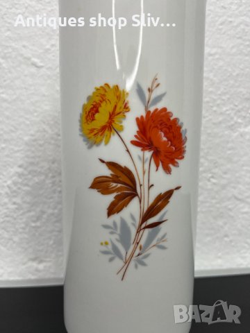 Немска порцеланова ваза с флорални мотиви. №5080, снимка 5 - Антикварни и старинни предмети - 44292740