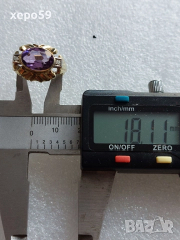 Лот от 4 златни пръстена-диаманти рубин, аметист,оникс,перла,гема,, снимка 7 - Пръстени - 52226850