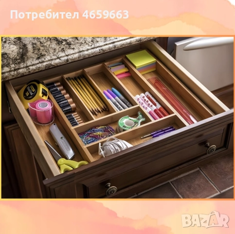 Кухненски бамбуков органайзер за прибори за чекмедже Ruhhy, разтегателен, снимка 7 - Прибори за хранене, готвене и сервиране - 52547599