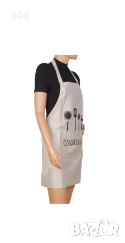 Гумирана престилка за готвене в бежово-сив цвят, снимка 3 - Други стоки за дома - 52617407