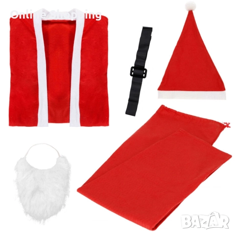Костюм на дядо Коледа от 5 части, Коледен костюм, универсален размер, снимка 3 - Костюми - 52725877