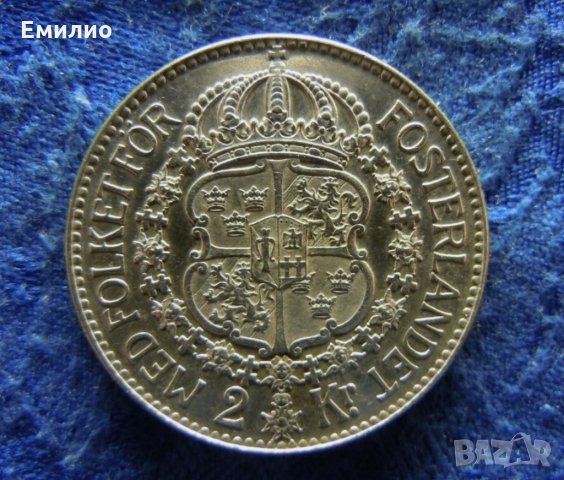 SWEDEN 2 KRONEN 1934 SILVER , снимка 2 - Нумизматика и бонистика - 36081984
