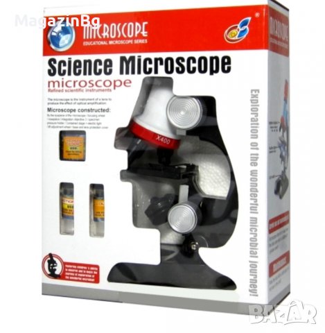 Микроскоп с подсветка, Приближение 100Х, 400Х, 1200Х, С аксесоари, снимка 2 - Образователни игри - 38663457