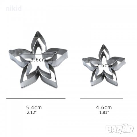 4 бр Галакси звезди роза цвете метални форми резци фондан торта декор, снимка 2 - Форми - 34233899