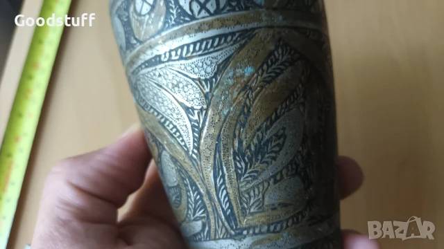 Османска,чаша,бокал,рьчно рисувана,гравюри,бронз, 3 цвята, снимка 2 - Антикварни и старинни предмети - 50586386