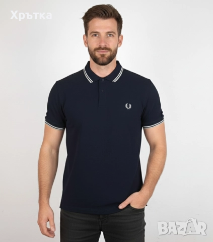 Fred Perry - Оригинална мъжка тениска с яка размер XL
