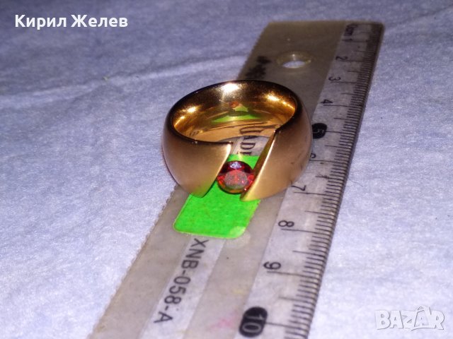 ВЕЛИКОЛЕПЕН с ДЕБЕЛА ПОЗЛАТА и ФАСЕТИРАН ГРАНАТ АРТ ПРЪСТЕН от БЛАГОРОДНА НЕРЪЖДАЕМА СТОМАНА 38670, снимка 11 - Пръстени - 41622884