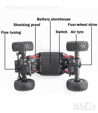 ROCK CRAWLER ОФРОУД ДЖИП АВТОМОБИЛ С ДИСТАНЦИОННО 4Х4 - код 2104, снимка 8 - Електрически играчки - 34225738