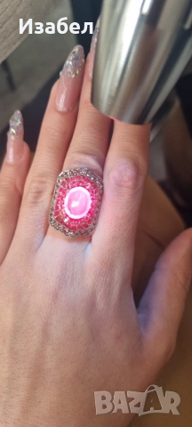 Прекрасен сребърен пръстен с рубин, снимка 2 - Пръстени - 53365974