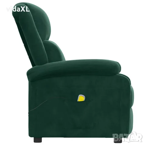 vidaXL Масажен стол, тъмнозелен, кадифе, снимка 4 - Маси - 56152636