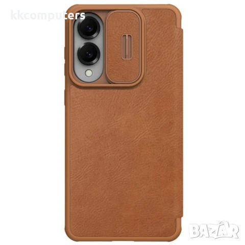 Samsung Galaxy S25 Edge Кожен Калъф Nillkin Qin Pro + Протектор – Черен / Кафяв, снимка 7 - Калъфи, кейсове - 51418320