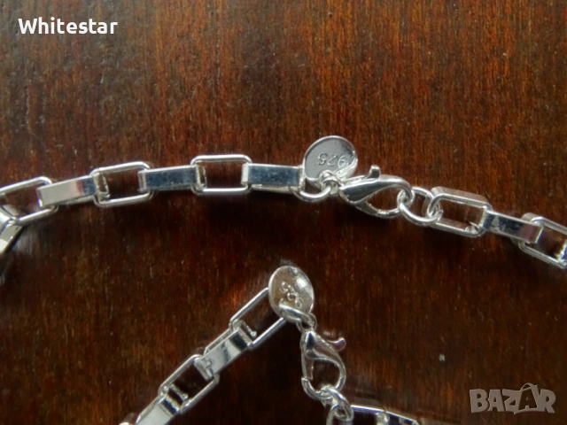 Посребрен мъжки комплект - ланец и гривна, снимка 2 - Колиета, медальони, синджири - 53622968