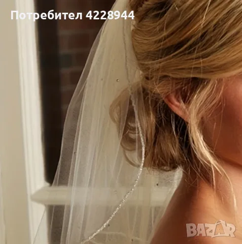 Къс булчински воал с мъниста за сватба или моминско парти 42х50 см було, снимка 7 - Сватбени аксесоари - 55877316