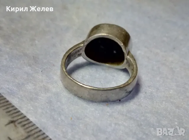 СТИЛЕН РЕТРО АРТ СРЕБЪРЕН ПРЪСТЕН СРЕБРО 925 с ШЛИФОВАН ЧЕРЕН ОНИКС РЪЧНА ИЗРАБОТКА 10089, снимка 8 - Пръстени - 49916921
