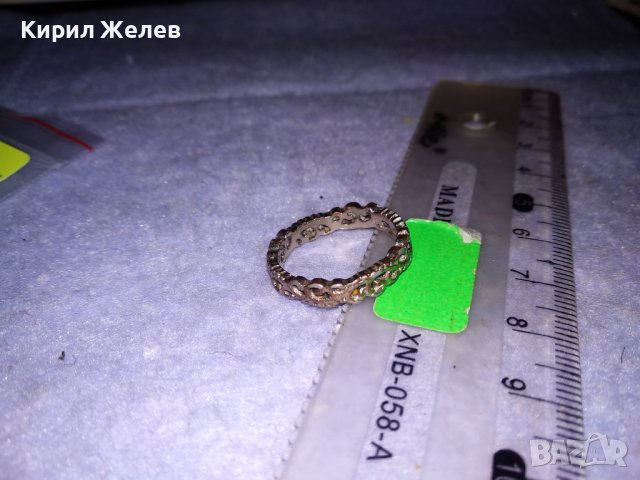 СТАР МЕДЕН ПОСРЕБРЕН АЖУРЕН РЕТРО ПРЪСТЕН Тип ХАЛКА 35021, снимка 10 - Антикварни и старинни предмети - 39633627