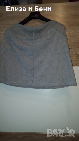 миди сива памучна спортна пола Х&М с широк колан и връзки, джобчета, снимка 3 - Поли - 35892354