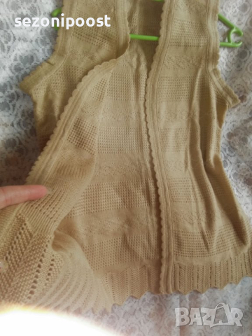 💐Дамска нова красива бежова жилетка от финно плетиво-С,М,Л,ХЛ💐