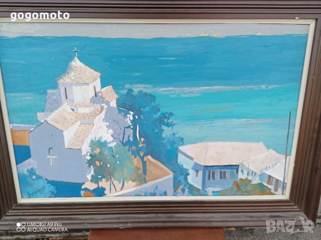 Стара картина, подписана от двама автори, морски пейзаж, снимка 8 - Антикварни и старинни предмети - 35923421