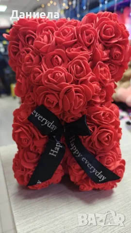 Мече от рози, 25см с подаръчна кутия в 3 цвята, снимка 2 - Декорация за дома - 48577266