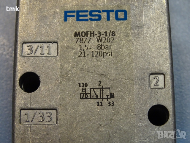 Пневматичен разпределител FESTO MOFH-3-1/8, FESTO MEH 3/2-1/8-P-B, снимка 3 - Резервни части за машини - 36170205