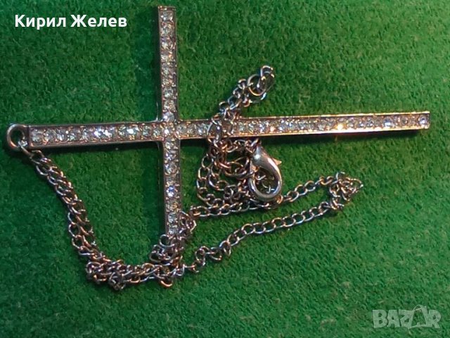 ПОСРЕБРЕН КРЪСТОВИДЕН МОДЕН АРТ МЕДАЛЬОН с КРИСТАЛИ и ВЕРИЖКА 31535, снимка 3 - Колиета, медальони, синджири - 36901755