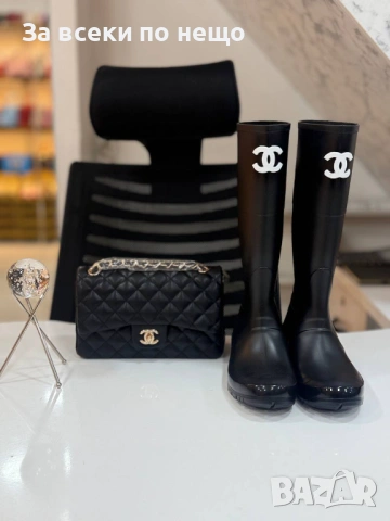 Chanel Дамски Черни Ботуши Шанел Код SK470, снимка 7 - Дамски ботуши - 53068452