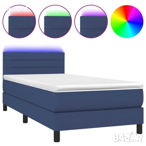 vidaXL Боксспринг легло с матрак и LED, синя, 90x200 см, плат