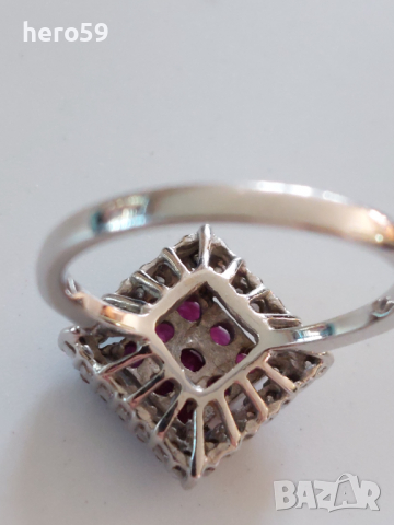 Дамски златен 18 к.пръстен с рубини и брилянти, снимка 13 - Пръстени - 36150270