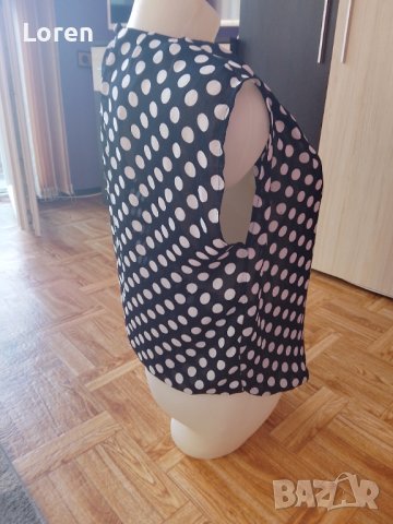 Блузка в тъмно синьо на бели точки, снимка 4 - Тениски - 41673700