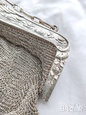 Прекрасна Старинна Италианска Сребърна Дамска Чантичка с Лебеди, Края на 19 век, снимка 8 - Антикварни и старинни предмети - 48651058