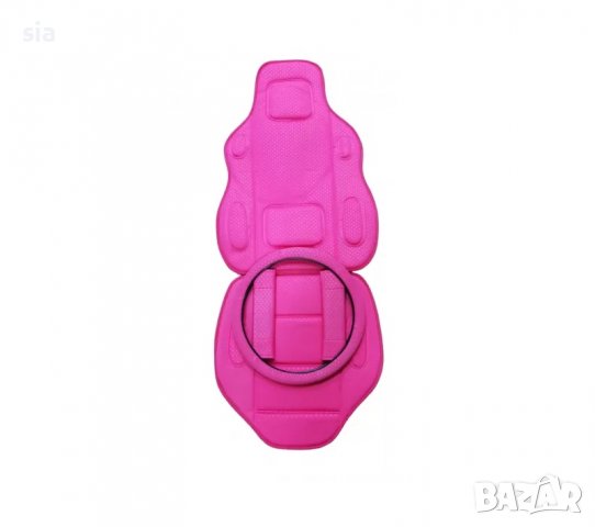 Масажор за седалка 2бр., калъф за волан, протектор за колан 2бр., комплект тапицерия, 3в1, розов