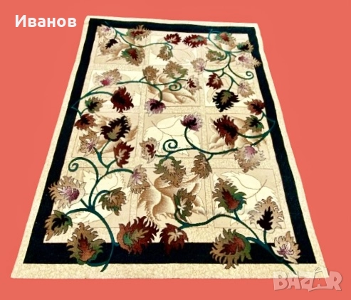 Топ ЦЕНА - 40€. НОВ - ГОЛЯМ Килим - Шарка с цветя - Кремав - 240х330см, снимка 4 - Килими - 51431956