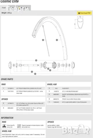 Капли Mavic Cosmic Elite, снимка 5 - Части за велосипеди - 56215247